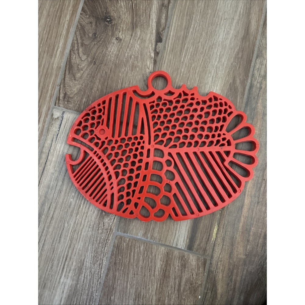 Dansk Red Plastic Trivet by Gunnar Cyren 12"‎ x 9"
